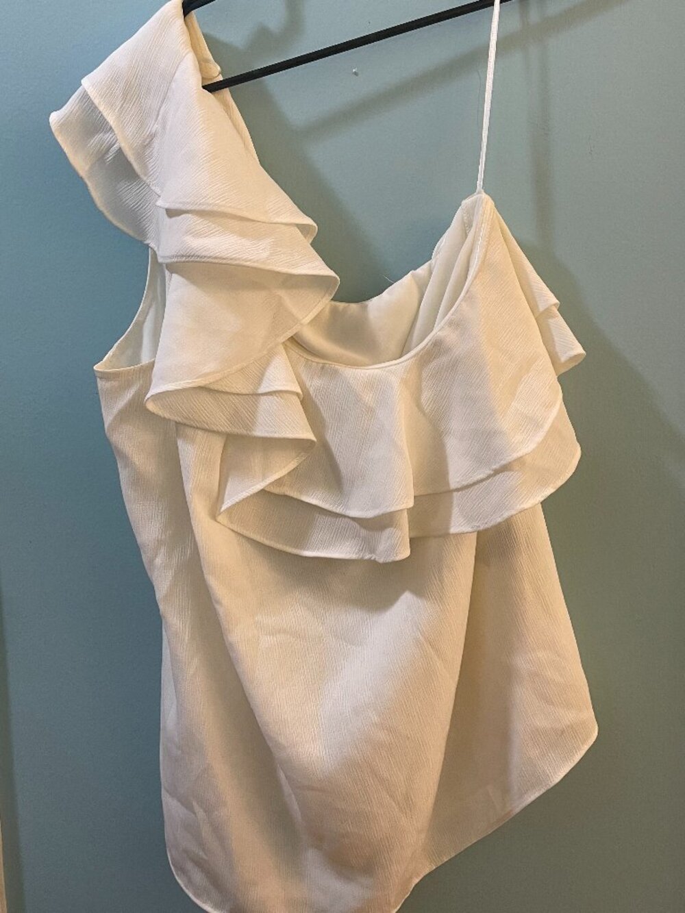 Cream Chiffon One-shoulder Top